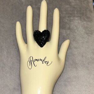 Betsey Johnson Black Heart Statement Ring